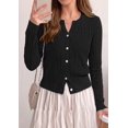 thumbnail image 3 of FreshPretty Women's Cable Knit Cropped V Neck Button Down Cardigan Sweater | Soft Lightweight Cardigan, Long Sleeve, Knit Open Front Sweaters, Business Casual Outfits, Fall Winter Outerwear, 3 of 10