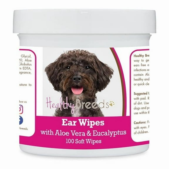 Healthy Breeds 192959824605 Schnoodle Ear Cleaning Wipes with Aloe & Eucalyptus for Dogs - 100 Count