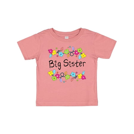 

Inktastic Big Sister - Bright Flowers Gift Baby Girl T-Shirt