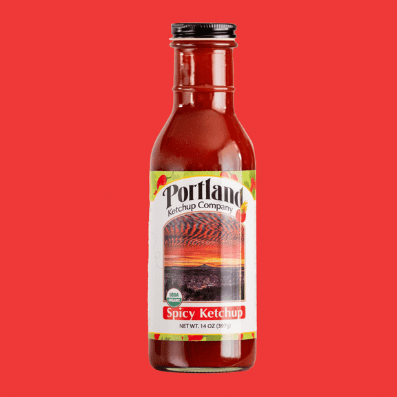 Portlandia Foods Organic Spicy Ketchup 14oz Glass Bottles
