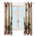 thumbnail image 4 of Eiffel Tower Floral Print 2 Panels 3D Printing Pattern Curtain for Bedroom Living Room Kitchen Window Decoration Home, 4 of 6