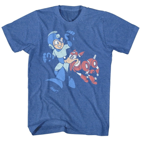 Mega Man Let's Goooo Royal Heather Adult T-Shirt