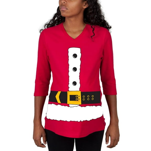 Christmas Santa Claus Costume Red Maternity 3/4 sleeve T-shirt - Large