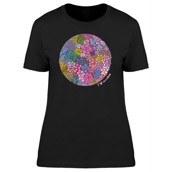 Succulents And Cactus In Circle T-Shirt Women -Image by Shutterstock, Female x-Large