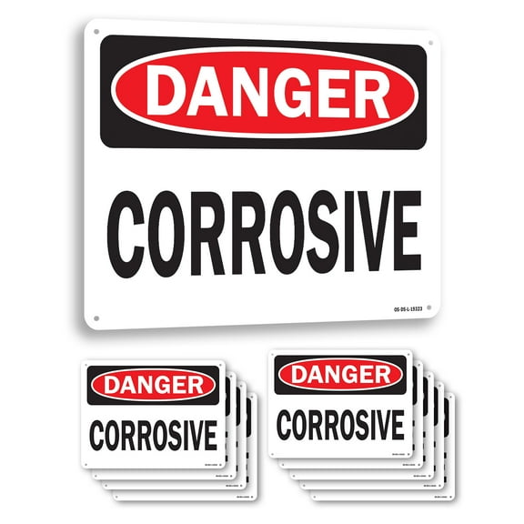 Corrosive OSHA Danger Aluminum Sign 18 Inch x 12 Inch - 10 Pack