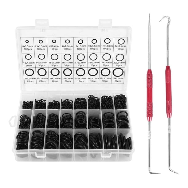 Juego de Juntas TóRicas de Goma de Nitrilo de 1200 Piezas con Herramientas de Gancho, Juntas TóRicas de Sellado NBR Kit de Junta TóRica de Sellado Resistente Al Aceite