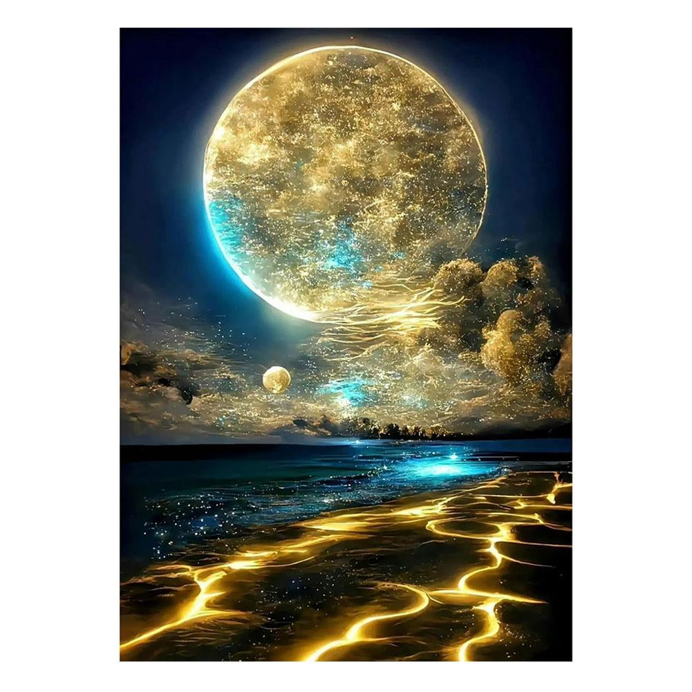Moon Art Kits For Adults Beginners, DIY Moonlight Beach GXW Art