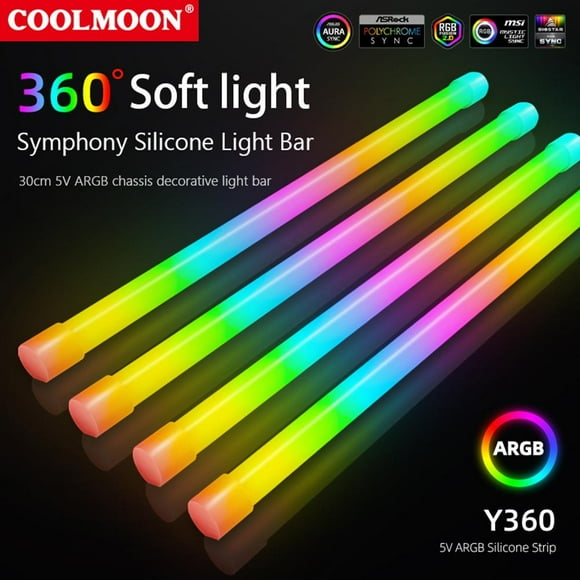 Peggybuy COOLMOON Y360 Desktop Computer Case Light Strip 3PINx2+4PIN Motherboard Decor