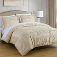 thumbnail image 2 of Chezmoi Collection Valor 7-Piece Bed in a Bag California King, Champagne Luxury Jacquard Floral Comforter with Sheets Set for All Season, 2 of 9