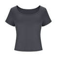 thumbnail image 3 of GUACER Crop T Shirts for Women Soft Stretchy Fabric Slim Fit Short Cap Sleeves U Neck Cropped Length Casual Tops, 3 of 5