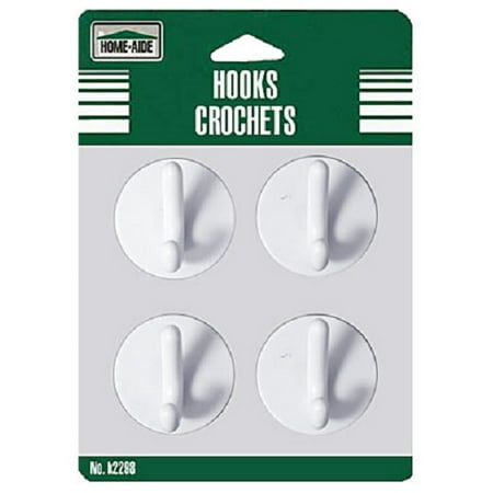 Hoof Stick - 12 White Plastic Self Adhesive Stick On Double Hooks