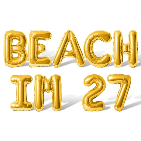 Letter Balloons - BEACH IM 27 16" Inch Alphabet Letters Foil Mylar Balloon 27th Birthday Party Banner (Gold)