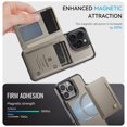 thumbnail image 5 of Wallet Case for iPhone 16 Pro Max,Compatible with MagSafe for Men Women,Detachable Magnetic Wallet Phone Case with Card Holder,Kickstand,PU Leather Shockproof Anti-fall Phone Case,Gray, 5 of 12