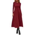 thumbnail image 2 of Vestido Midi Burdeos de Manga Larga y Corte A PRETTYGARDEN Talla M, 2 of 8