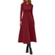 thumbnail image 2 of Vestido Midi Burdeos de Manga Larga y Corte A PRETTYGARDEN Talla M, 2 of 8