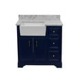 thumbnail image 5 of Zelda 36" Farmhouse Bathroom Vanity with Royal Blue Cabinet and Carrara Marble Top, 5 of 7