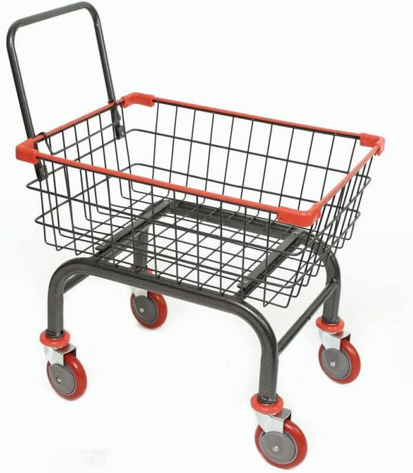 R&B Wire Products Rolling Wire Laundry Cart with Double Pole Rack
