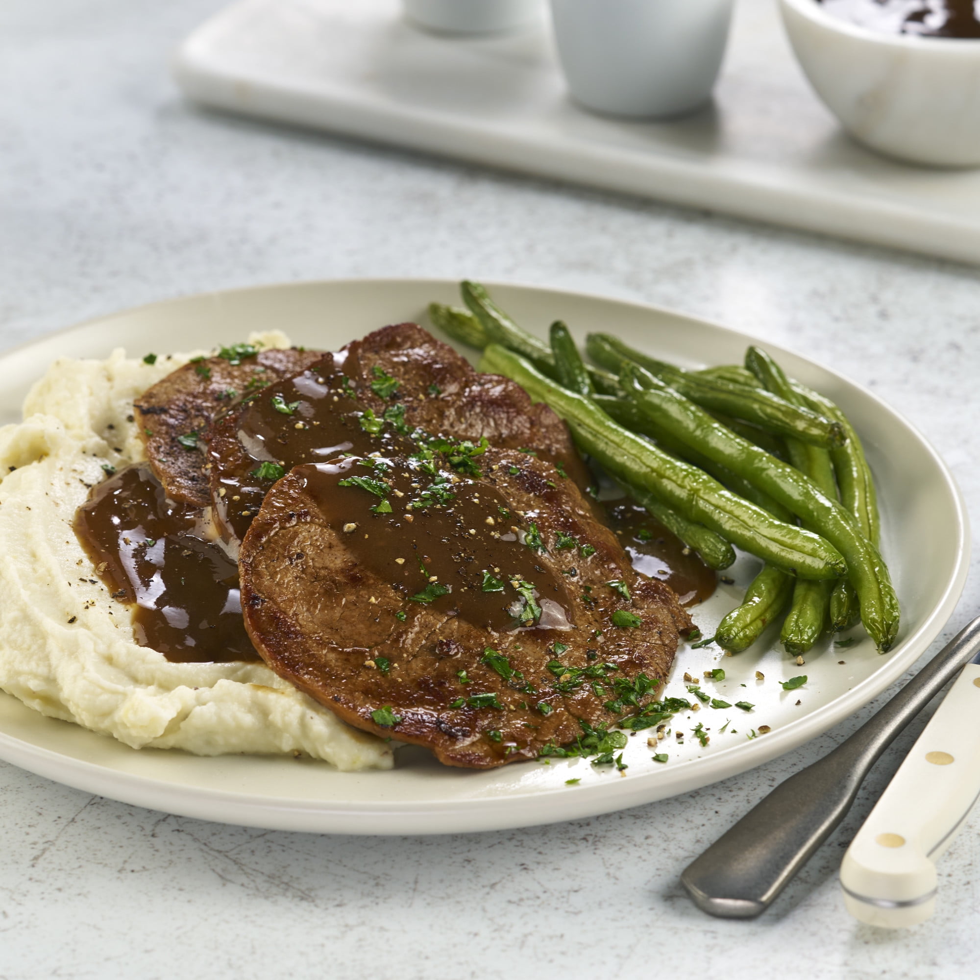 Thin Sliced Eye of Round Beef Steak, 7- 8 per Tray, Fresh, 0.56 - 1.75 lb
