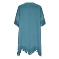thumbnail image 4 of Lovzfmll Women's Mini Dress, V-Neck Short Sleeve with Fringe, Casual Linen Shift Dress Blue, S, 4 of 9
