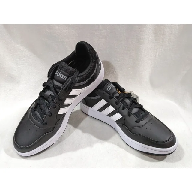 Adi-das Men's Hoops 3.0 Black/White Sneakers - Size 10 NWB GY5432