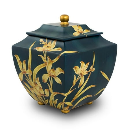 Large Wood Urn - Wood Cremation Urn - Extra Large 230 Pounds - Indigo Blue Indigo Orchid - Engraving Sold Separately