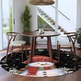 thumbnail image 4 of Red Snowman Christmas Round Area Rug 5 FT, Non Slip Bedroom Area Rug, Xmas Winter Snowflake Black Washable Soft Circular Carpet Non-Shedding Floor Mat for Kitchen Dining Room Foyer Balcony Dorm, 4 of 9