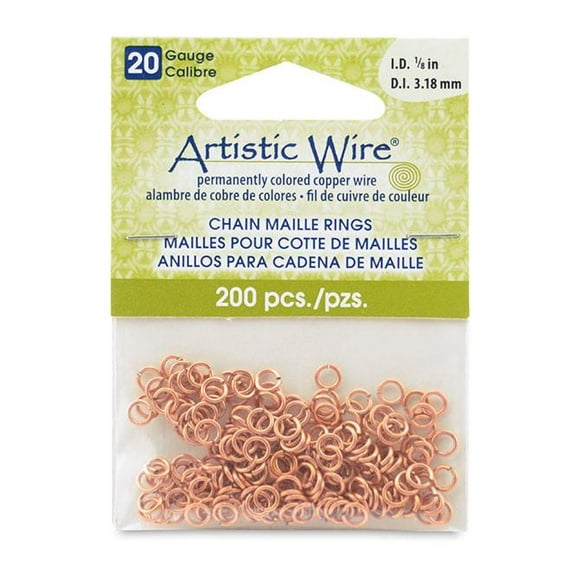 20 Jauge Artistic Wire Chaîne Maille Anneaux Ronds Naturels 1/8 Po (3,18 mm) 200pc