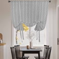 thumbnail image 3 of Grey Geometric Balloon Curtains for Windows, Bedroom Curtains 54 Inch Length, Modern Pure Color Abstract Striped Tie Up Curtains Panels Thermal Insulated Bathroom Curtains Window 42"x54", 3 of 8