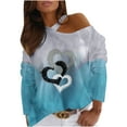 thumbnail image 1 of Pompotops Women Fashion Printing Pullover Strapless Splicing Long Sleeves Tops Blouse, 1 of 6