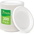 thumbnail image 1 of SHIQI-100% Compostable Plates 7 inch, 300 Pack Paper Plates Bulk, Small Paper Plates Eco Friendly Disposable Plates, White Paper Plates for Dessert, Cake, and Snack, 1 of 4