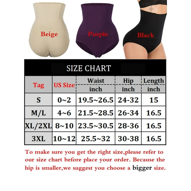 Womens Shapewear Tummy Control Underwear High Waisted Slimming Shaper Stomach  Control Panties Briefs, Black, XL/2XL 