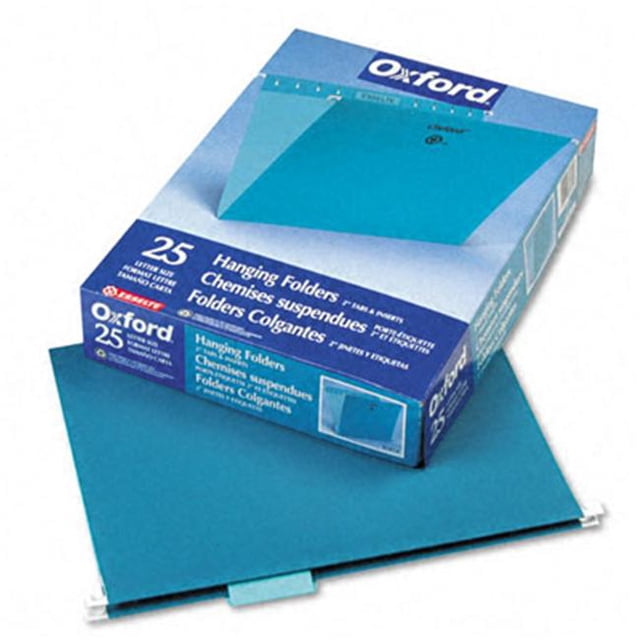 Pendaflex Hanging File Folders- 1/5 Tab- Letter- Teal- 25/Box