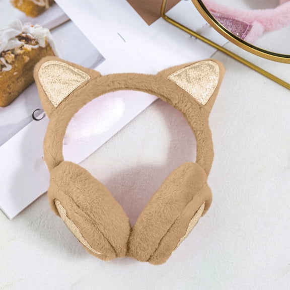 hengsof Cute Animal Ear Muffs Warm Cat Ear Earmuffs Cozy Ear Warmers for Girls Boys Kids Children