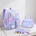 thumbnail image 3 of 3 Piece Holographic Backpack Set, Iridescent Purple Laptop Bag with Lunch Box & Pencil Case, Water Resistant Large Capacity Travel Daypack for Students Teens Women, 15.6 Inch Computer Bookbag Gift, 3 of 5