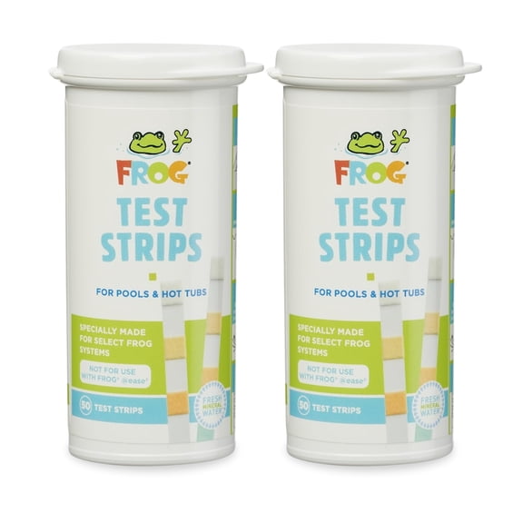FROG Test Strips for Pools and Hot Tubs - Test Strip with Accurate Indicator for Free Chlorine or Bromine Levels, pH, Total Alkalinity and Total Hardness - Easy Water Testing - 100 Strips