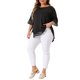 thumbnail image 2 of Blusas Casuales de Manga Corta de Encaje de Talla Grande para Mujeres Agnes Orinda, Cuello Redondo, 2X, Negro, 2 of 6