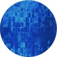 thumbnail image 1 of Ahgly Company Machine Washable Indoor Round Transitional Neon Blue Area Rugs, 3' Round, 1 of 7