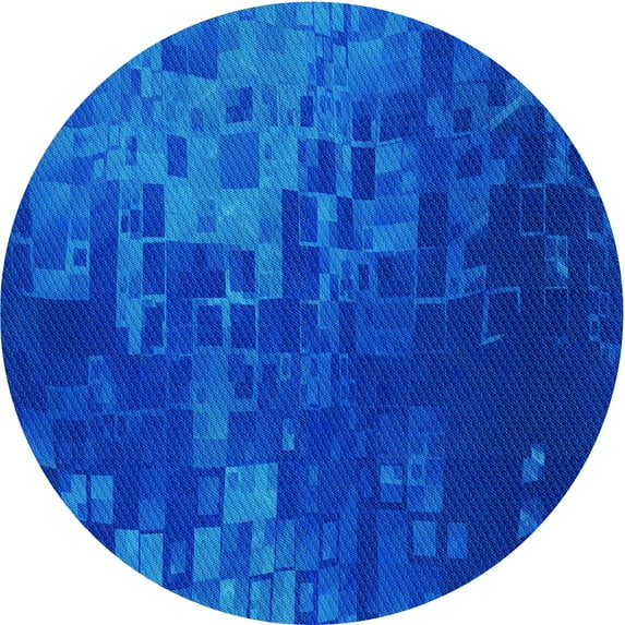 Ahgly Company Indoor Round Patterned Neon Blue Area Rugs, 6' Round