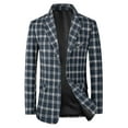 thumbnail image 5 of INSPIRE CHIC Plaid Blazers for Men's Color Block Business Checked Patterned Sports Coat, 5 of 5