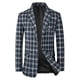 thumbnail image 5 of Blazers de cuadros INSPIRE CHIC para hombres con patrón de bloques de color, 5 of 6