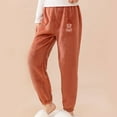 thumbnail image 2 of Honhmin Fleece Pants for Girls, Elastic Waist Soft Thermal Winter Loungewear Pants Red Size 12-13 T, 2 of 5