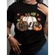 thumbnail image 1 of Women's T-Shirt Print With Pumpkins, Machine Washable Summer Holiday Apparel, Thanksgiving T Shirts, Spring Summer Top, Relaxed Fit Tee, Seasonal Apparel, Breathable Material, Festive Fashion, 1 of 6