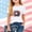 White, variant on Amidoa Girls Short Sleeve Graphic Crewneck Summer Independence Day T Shirts Kids Casual Tops Blue Size 2T