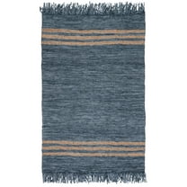 SAFAVIEH Vintage Leather Alexander Striped Area Rug, Grey/Beige, 4' x 6'