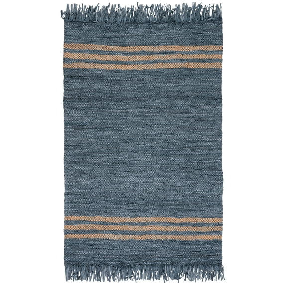 SAFAVIEH Vintage Leather Alexander Striped Area Rug, Grey/Beige, 4' x 6'