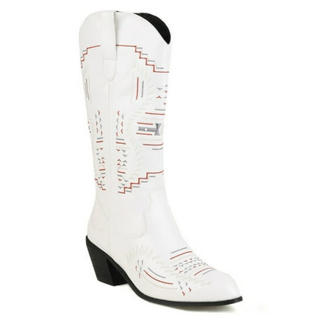 

Ferndule Ladies Slip On Winter Warm Shoes Party Comfortable Embroidery Lightweight Booties White 6.5