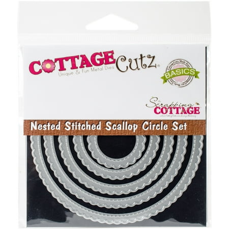 UPC: 0819038021006 | CottageCutz Nested Dies 5/Pkg-Stitched Scallop Circle