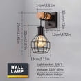 thumbnail image 3 of Apliques de pared negros sin luz con interruptor de encendido/apagado y regulador de intensidad, lámpara de pared estilo jaula vintage, iluminación industrial para sala de estar y cocina, 3 of 8
