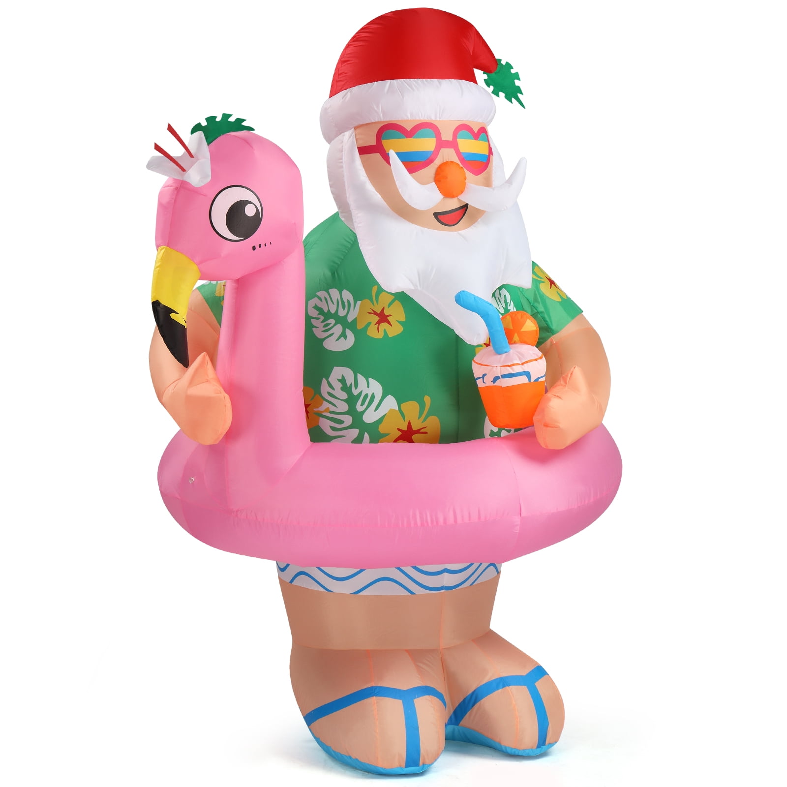 Astoutdoor Lighted Christmas Inflatable Decoration, Hawaii Santa Claus with Built-in LED Lights, 51.2 x 45.7 x 70.9 in