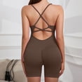 thumbnail image 5 of YUNAFFT Slimming Seamless Solid Color Yoga Bodysuit with Removable Padded Bra and Cross Back Straps for Women, 5 of 5